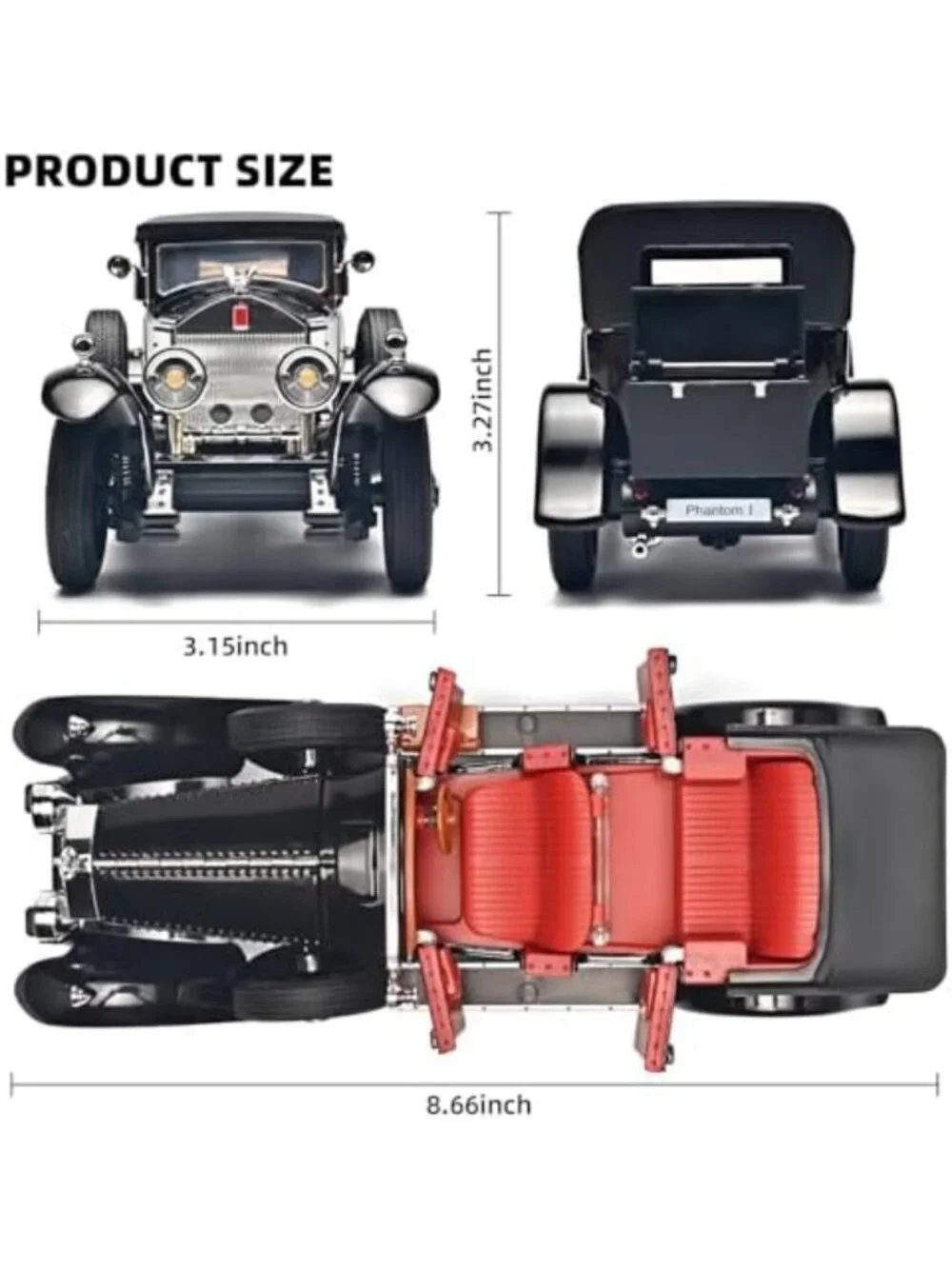 Vintage Diecast Car Model Kits for Adults & Kids, Pull Back Cars with Lights